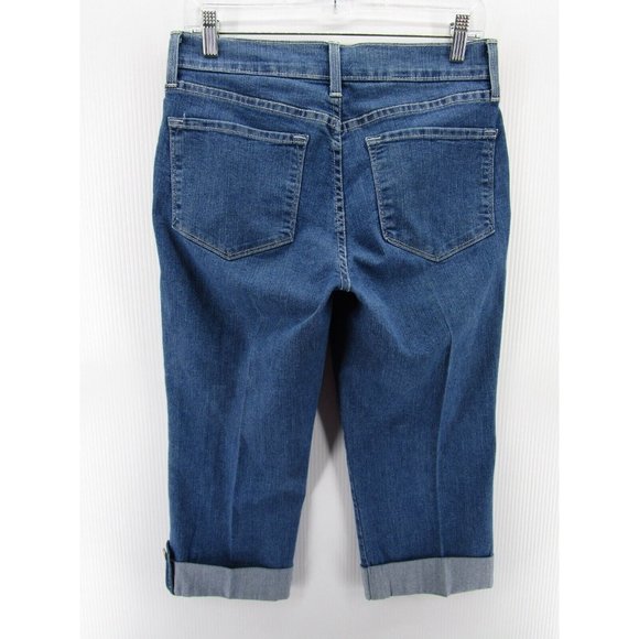 NYDJ Jeans 8 10 Crop Denim Cuffed Hem Slimming Medium Wash USA 30X20 - Picture 7 of 10